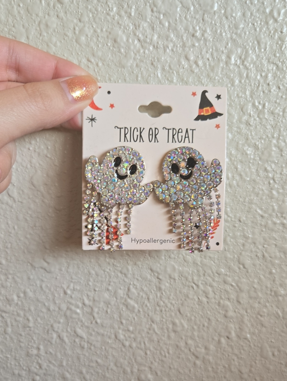 Iridescent Ghost Drop Earrings — Hypoallergenic